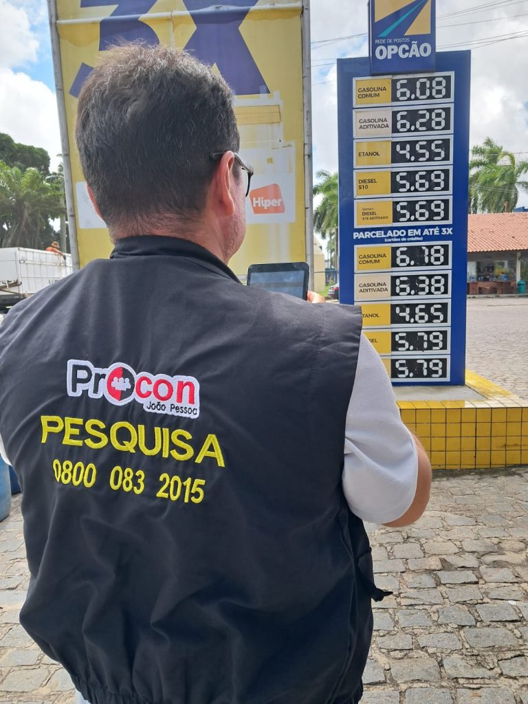 Procon-JP registra que menor preço da gasolina reduziu em 67 postos e oscila entre R$ 5,94 e R$ 6,16
