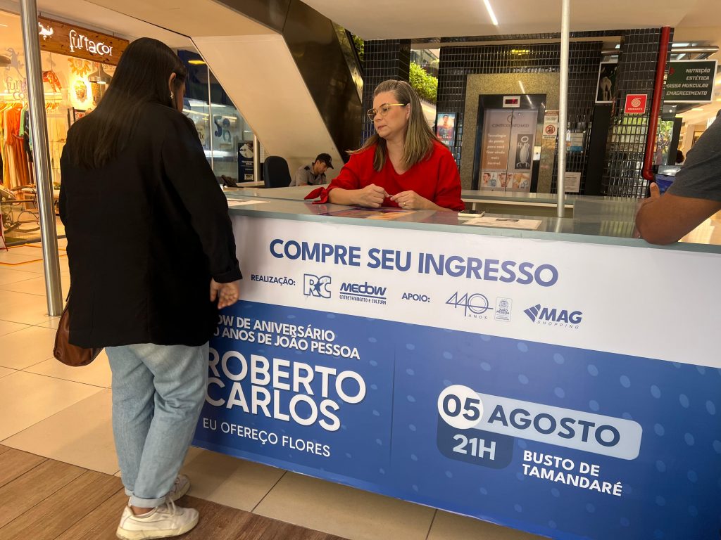 MAG Shopping é ponto de venda físico da Área Vip para show de Roberto Carlos em João Pessoa