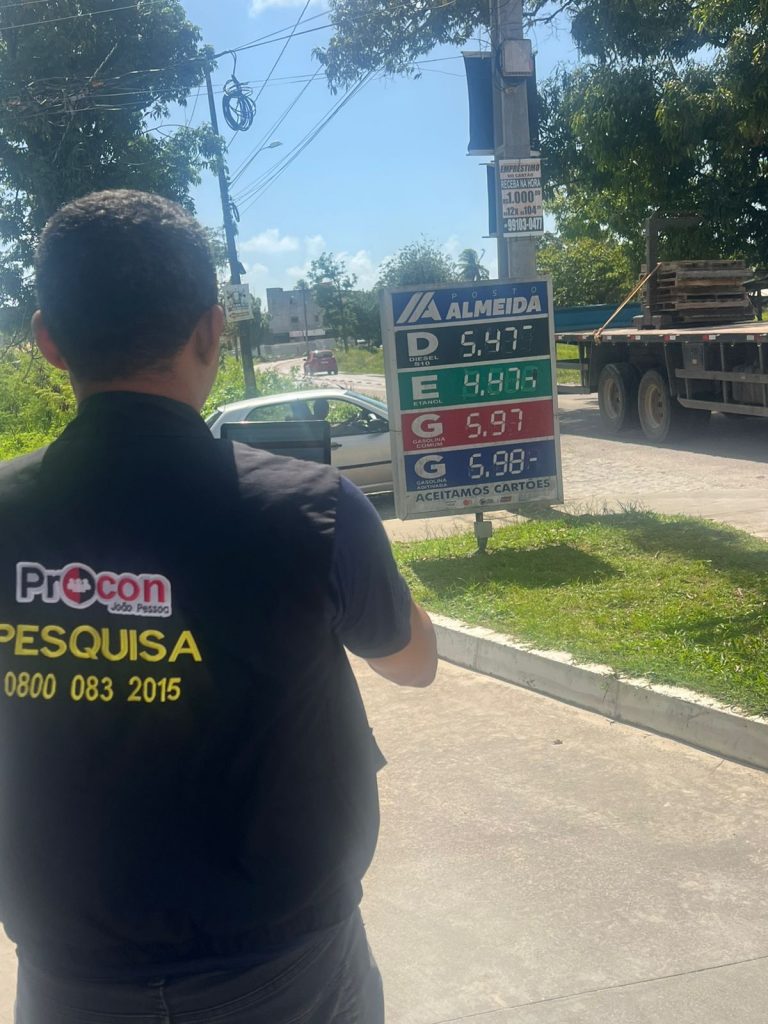 Gasolina cai para abaixo de R$ 6,00 em João Pessoa, aponta pesquisa do Procon-JP