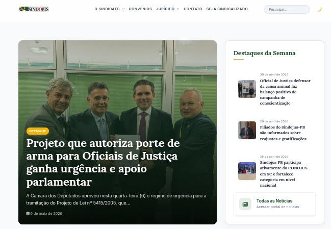 Novo site do Sindojus-PB moderniza consulta de processos e amplia comunicação com filiados